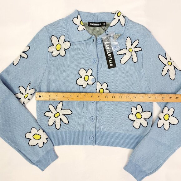 Dangerfield Daisy Do blue collared cardigan NWT size US6 - Picture 4 of 6